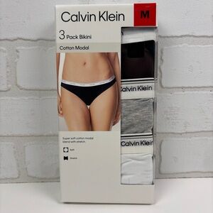 Calvin Klein Cotton Modal Bikini Set - Black, Gray, White